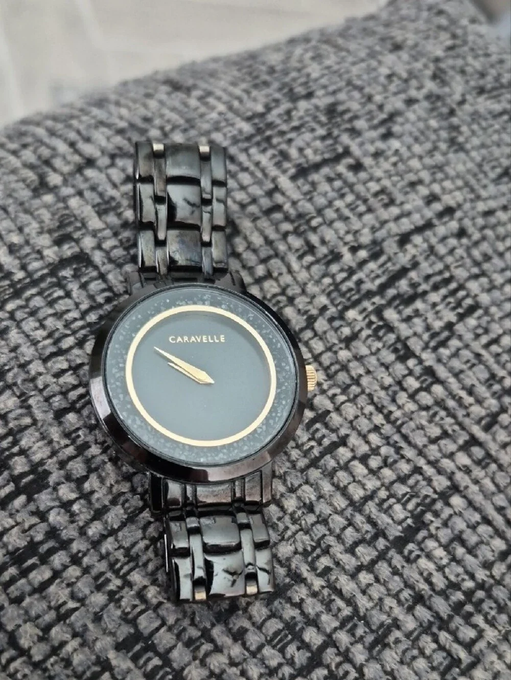 Caravelle By Bulova Black and Gold Glam Bracelet Watch